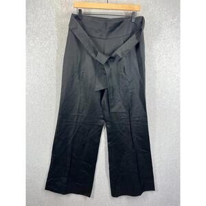 Anthropologie Elevenses Womens 10‎ Wide Leg Trouser Pants Black Tie Waist NWT